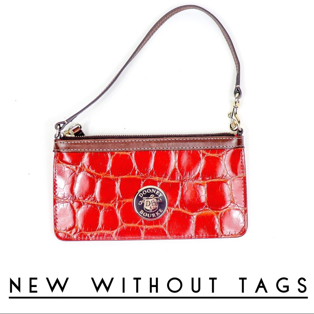 DOONEY & BOURKE Wristlet Red Embossed Croc Minibag